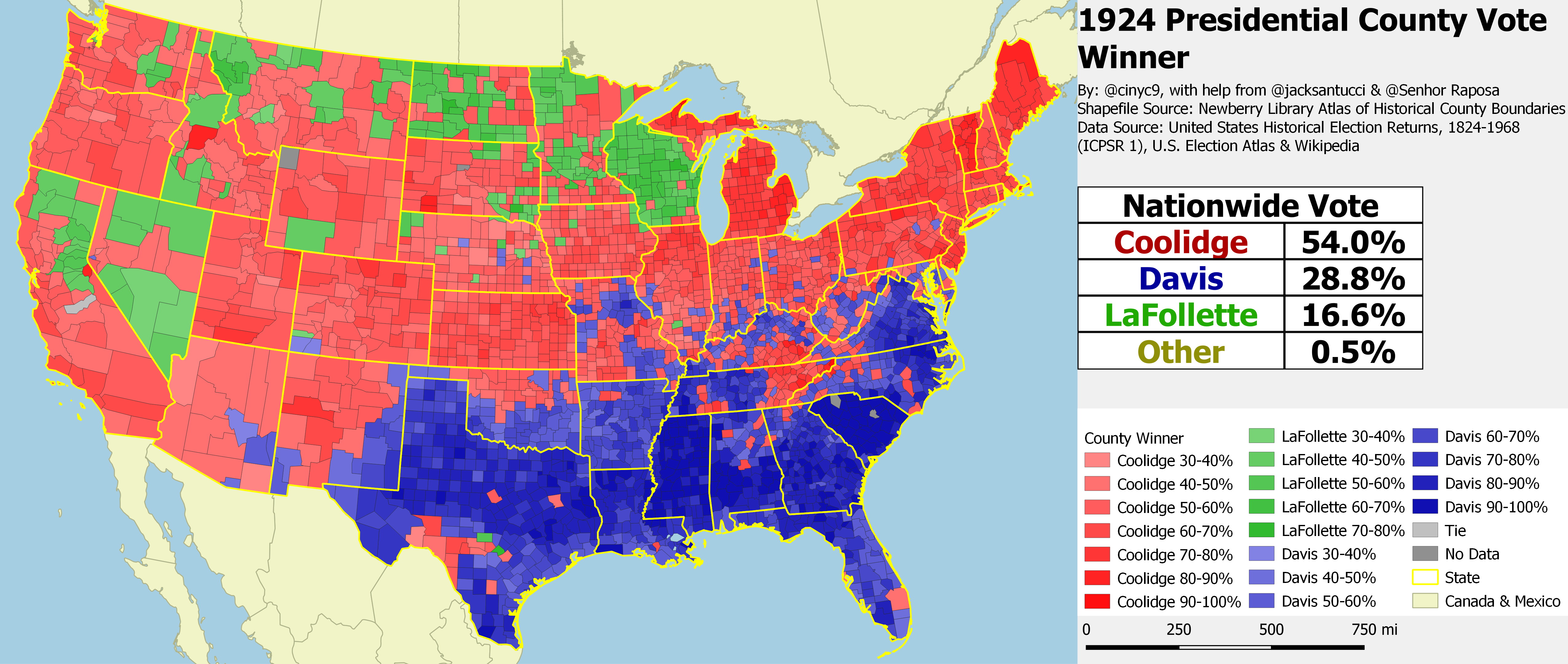 1924 Presidential Results by County