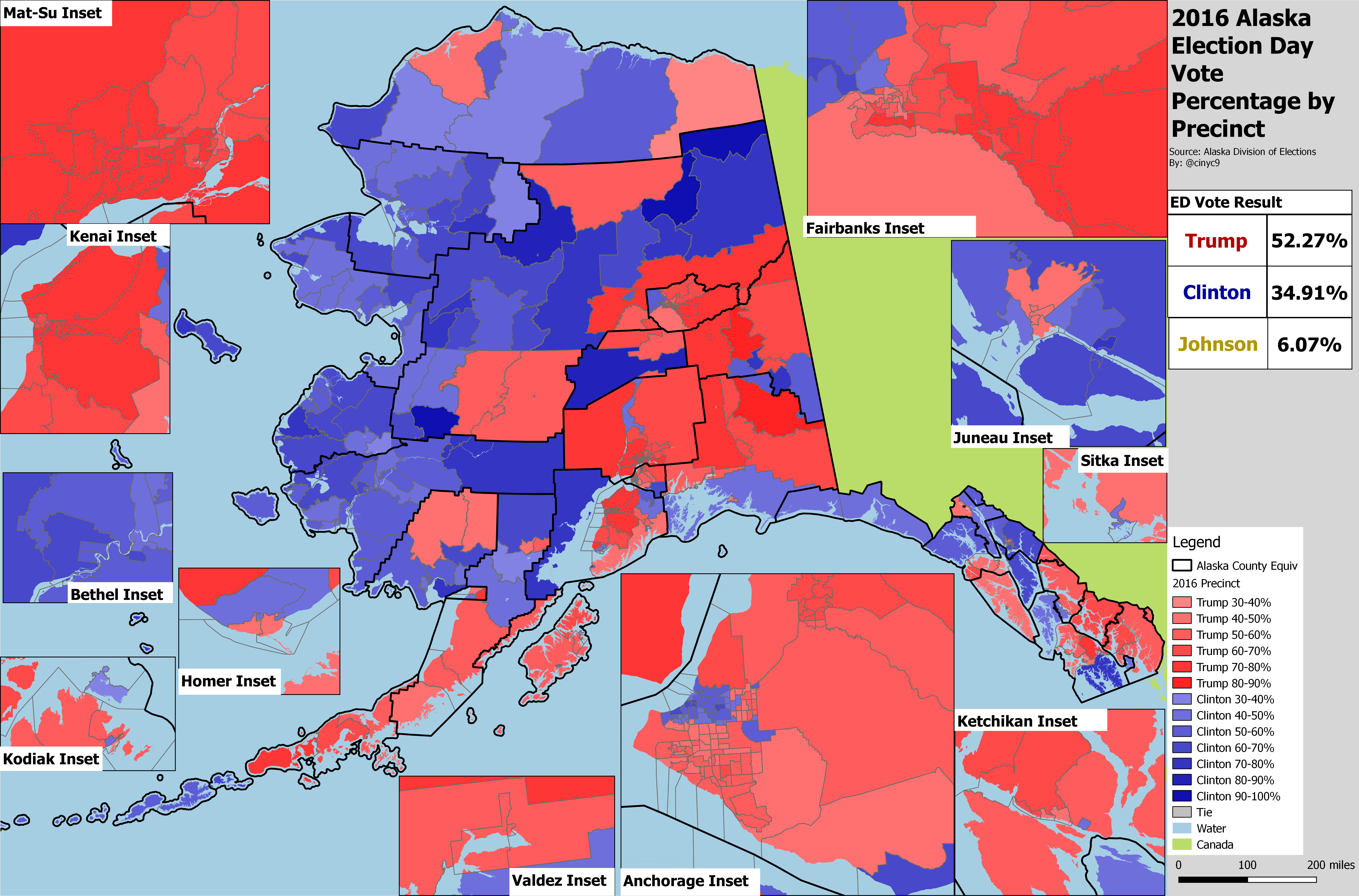 Alaska 2016 Election Day Presidential Precinct Map
