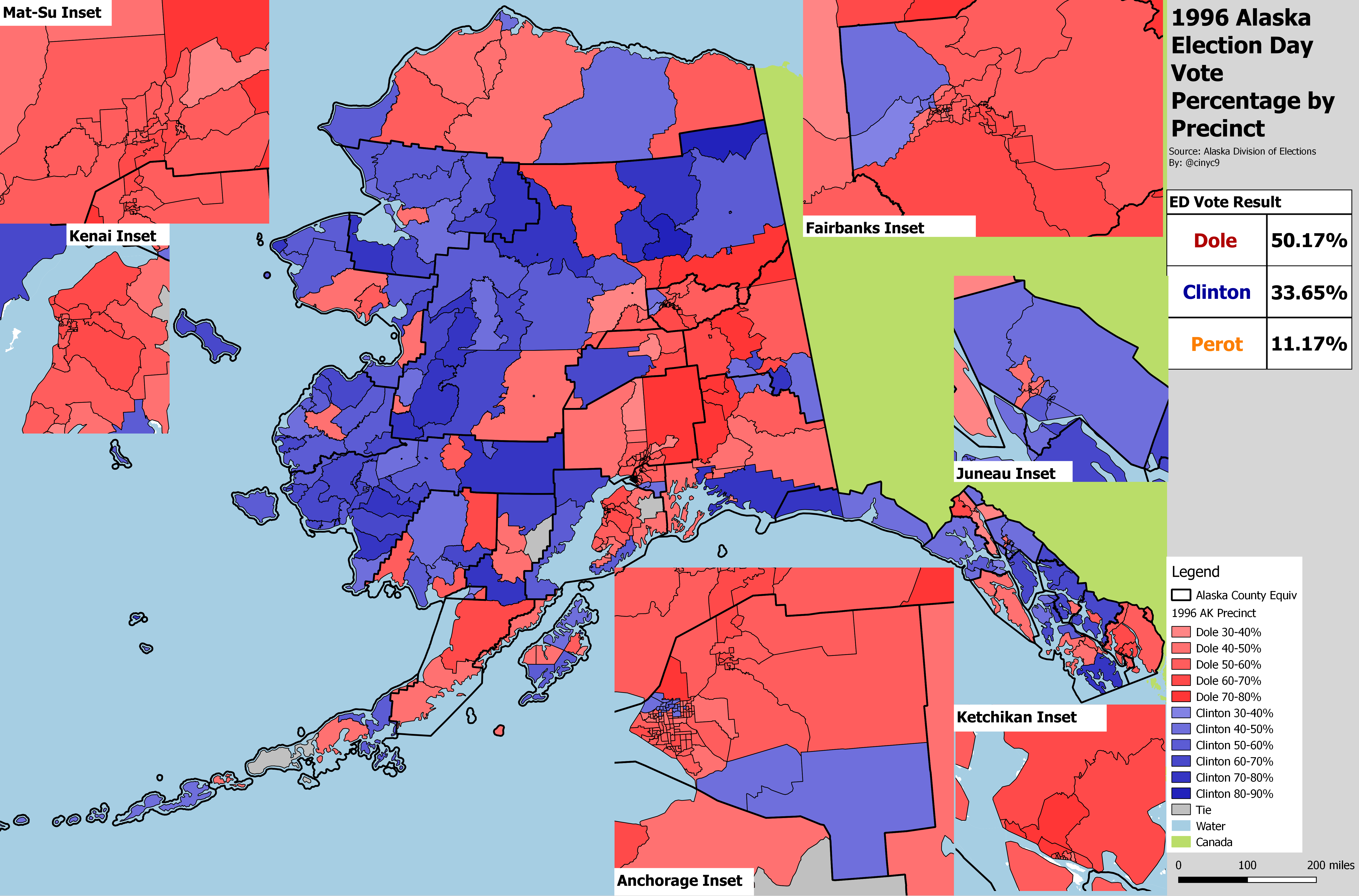 Alaska 1996 Presidential Precinct Winner Map