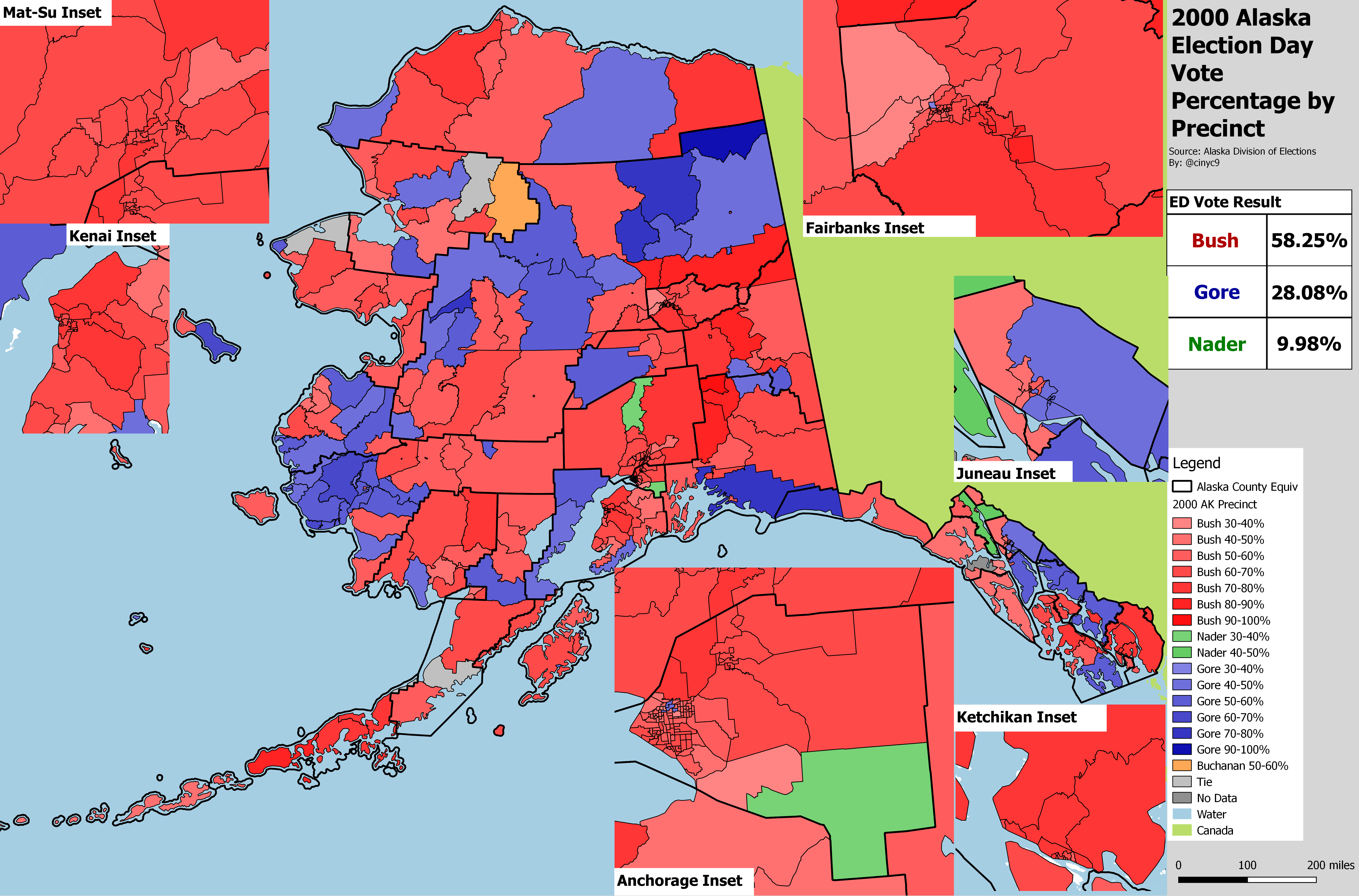 Alaska 2000 Presidential Precinct Winner Map